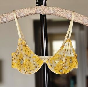 Urban Outfitters Yellow Floral Sheer Bra